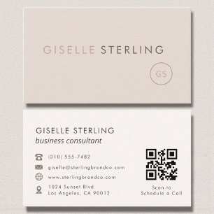 Consultant Blush Pink Beige QR Code Luxury Visitekaartje