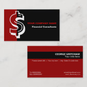 Consultant financier carte de visite noir rouge (Devant / Derrière)