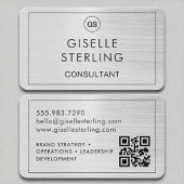 Consultant geborsteld zilveren monogram QR-code Visitekaartje