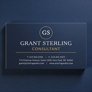Consultant Navy Blauw Goud Luxe Metaal Visitekaartje
