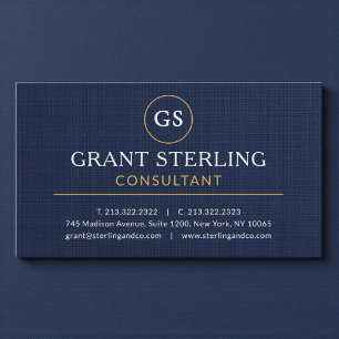 Consultant Navy Blue Goud Luxe Linnen Visitekaartje