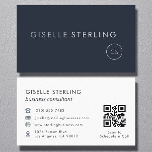 Consultant QR Code Navy Blue Modern Elegant Visitekaartje