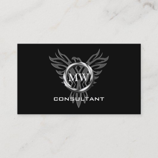 Consultant, Silver Ring, stylized Phoenix Logo Visitekaartje (Voorkant)