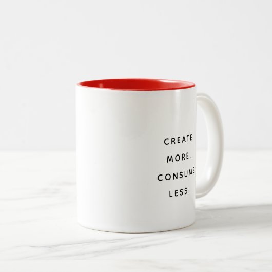 Consume Less Typography Modern Two-Tone Mug (Devant droit)