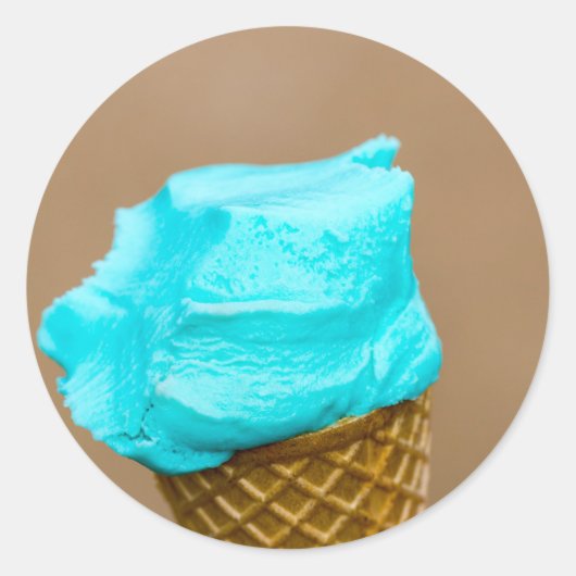Consumptie-ijs met wafelmacro ronde sticker (Voorkant)