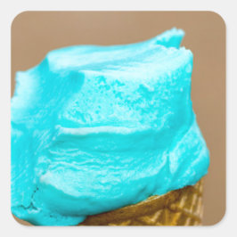 Consumptie-ijs met wafelmacro vierkante sticker