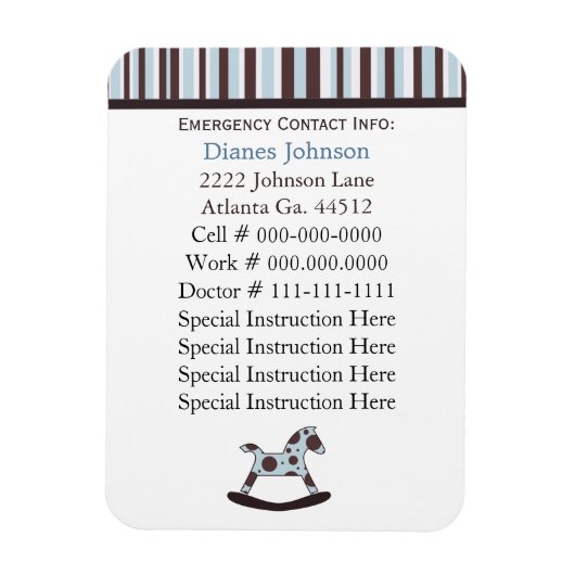 Contact d'urgence : Babysitter Premium Magnet (Vertical)