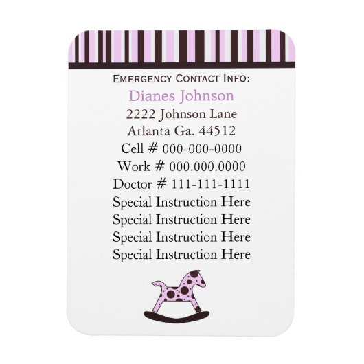 Contact d'urgence : Babysitter Premium Magnet (Vertical)