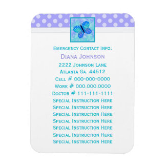 Contact d'urgence : Magnet Premium Papillon