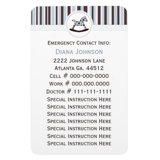 Contact d'urgence : Rocking Horse Premium Magnet (Vertical)