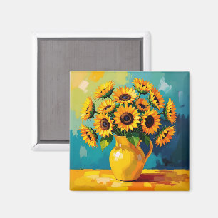 Contact houden Gele Zonnebloemen Magneet