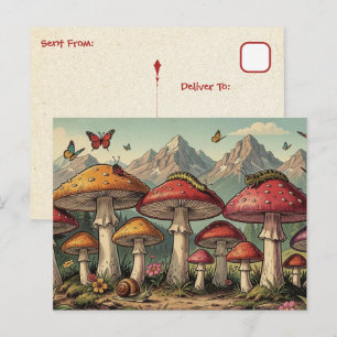 Contact houden Whimsical Mushrooms Briefkaart