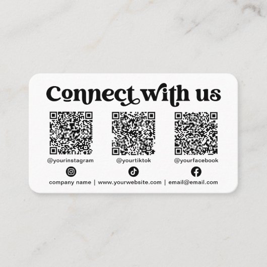 Contact met ons opnemen Social Media QR White Busi Visitekaartje (Voorkant)
