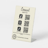 Contact met ons Social Media QR-code Reclamebord Met Voetstuk (Voorkant)