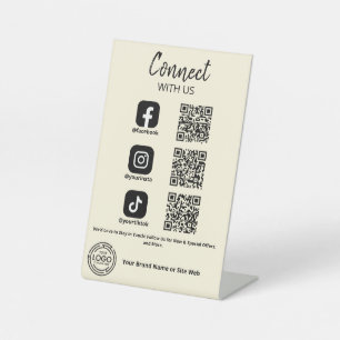 Contact met ons Social Media QR-code Reclamebord Met Voetstuk