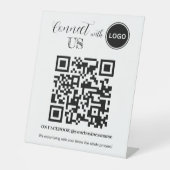 Contact met ons Social Media QR-code Reclamebord Met Voetstuk (Voorkant)