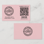 Contact met ons Social Media QR Code Roze Visitekaartje (Voorkant / Achterkant)