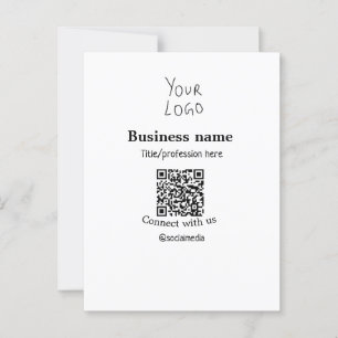 Contact opnemen met ons bedrijf logo QR social med Briefkaart