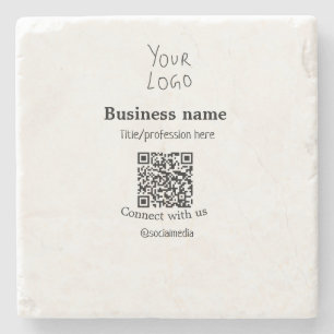 Contact opnemen met ons bedrijf logo QR social med Stenen Onderzetter