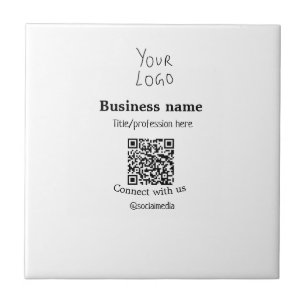 Contact opnemen met ons bedrijf logo QR social med Tegeltje