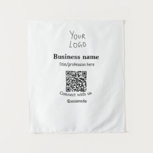 Contact opnemen met ons bedrijf logo QR social med Wandkleed