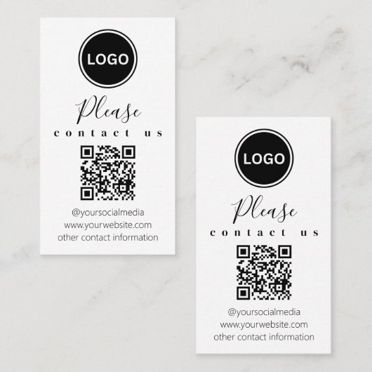 Contactez-nous | Code QR Carte de visite moderne (Devant / Derrière)