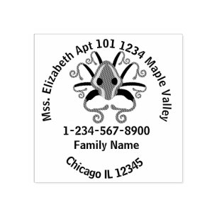 Contactgegevens grijs vierkant adres rubberstempel