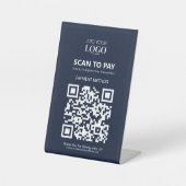 Contactloos Mobiel Betalen Business Logo Navy Blue Reclamebord Met Voetstuk (Voorkant)