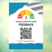Contactloos QR-code klantfeedback Blauw Raamsticker (Vel 3)