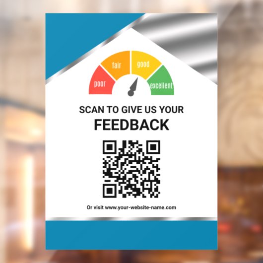 Contactloos QR-code klantfeedback Blauw Raamsticker (Vel 2)