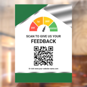 Contactloos QR Code Klantfeedback Groen Raamsticker