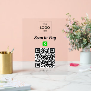 Contactloze betaling QR-code Business Logo Acryl Bord