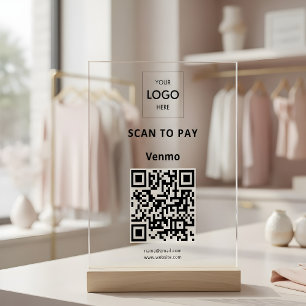 Contactloze betaling QR-code Business Logo Acryl Bord