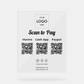 Contactloze Betaling QR Code Zakelijke Logo Acryl Bord (Voorkant)