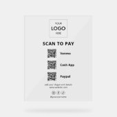 Contactloze Betaling Zakelijke Logo QR Code Acryl Bord (Voorkant)