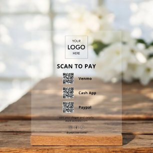 Contactloze Betaling Zakelijke Logo QR Code Acryl Bord
