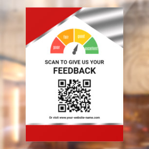 Contactloze QR-code Klantfeedback Rood Raamsticker