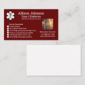 Contacts d'urgence de la carte d'alerte Médicale p (Devant / Derrière)