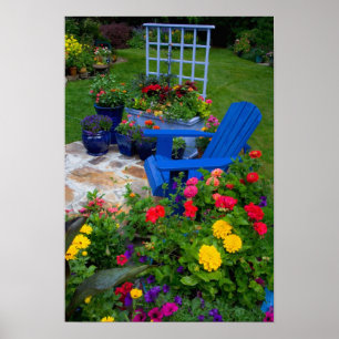 Container Tuinontwerp met blauwe stoel in onze Poster