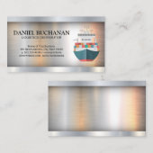 Containerschip | Metallic Industrial Visitekaartje (Voorkant / Achterkant)