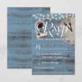 Conte rustique Dusty Blue Barn Wedding RSVP (Devant / Derrière)