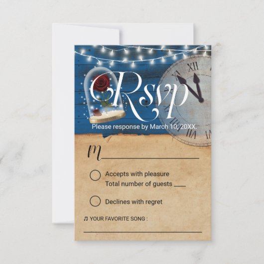Conte rustique Marine Bleu Grange Mariage RSVP (Devant)