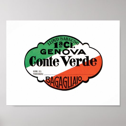 Conte Verde Baggage Label Poster (Voorkant)