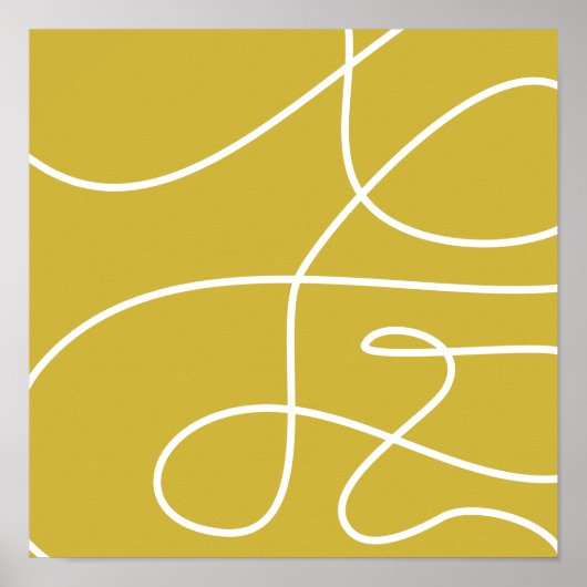 Contemedent Abstracte lijn Art Boho Mustard Yellow Poster (Voorkant)