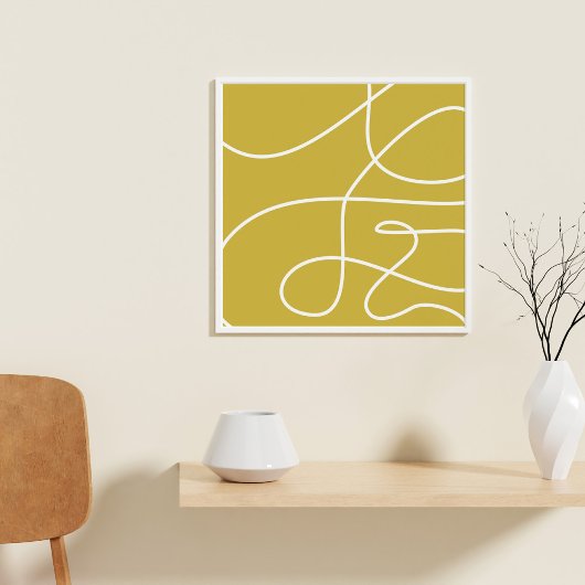 Contemedent Abstracte lijn Art Boho Mustard Yellow Poster