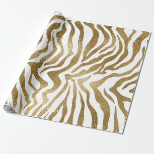 Contemedhedendaags Golden Zebra White Animal Skin  Cadeaupapier