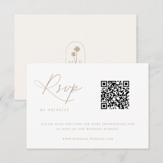 Contemedhedendaagse Coastal Chic Wedding QR Code RSVP Kaartje (Voorkant / Achterkant)