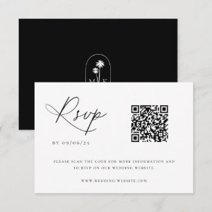 Contemedhedendaagse Coastal Chic Wedding QR Code RSVP Kaartje