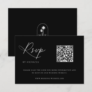 Contemedhedendaagse Coastal Chic Wedding QR Code RSVP Kaartje