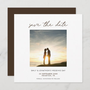Contemedhedendaagse foto Modern script Brown Save The Date